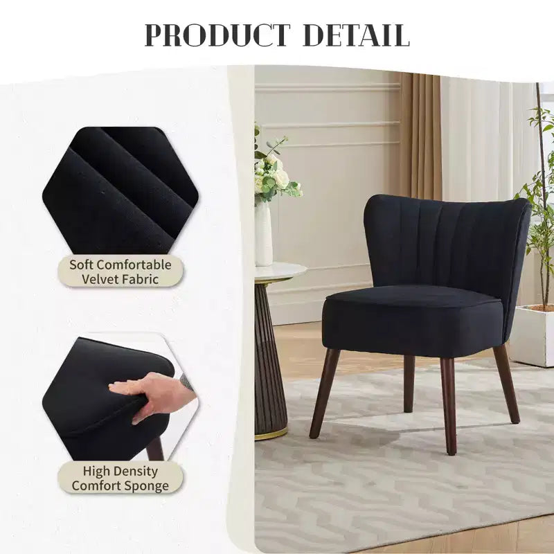 Ensemble de 2 chaises d'appoint modernes du milieu du siècle, chaise rembourrée en velours avec coussin épais, décoration de maison pour salon et chambre