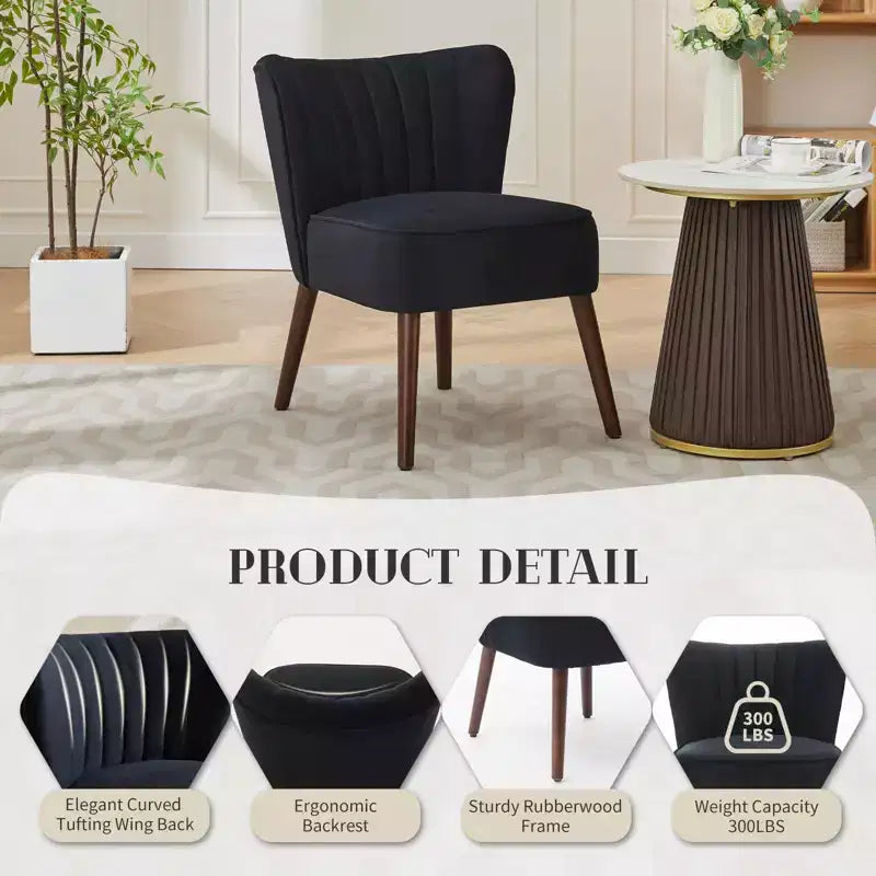Ensemble de 2 chaises d'appoint modernes du milieu du siècle, chaise rembourrée en velours avec coussin épais, décoration de maison pour salon et chambre