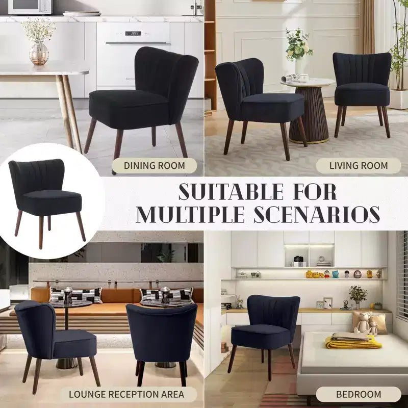 Ensemble de 2 chaises d'appoint modernes du milieu du siècle, chaise rembourrée en velours avec coussin épais, décoration de maison pour salon et chambre