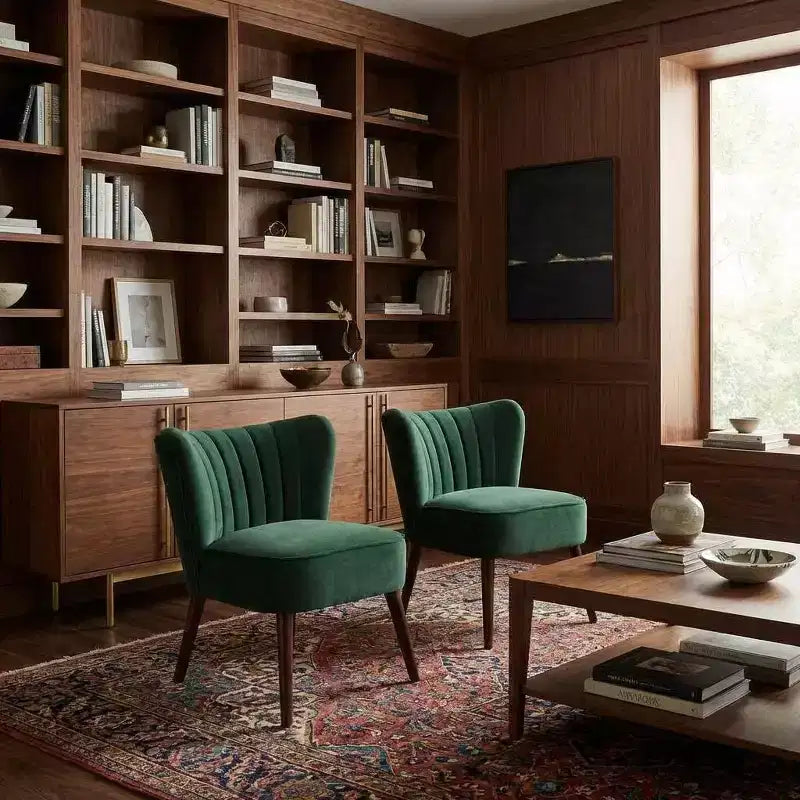 Ensemble de 2 chaises d'appoint modernes du milieu du siècle, chaise rembourrée en velours avec coussin épais, décoration de maison pour salon et chambre
