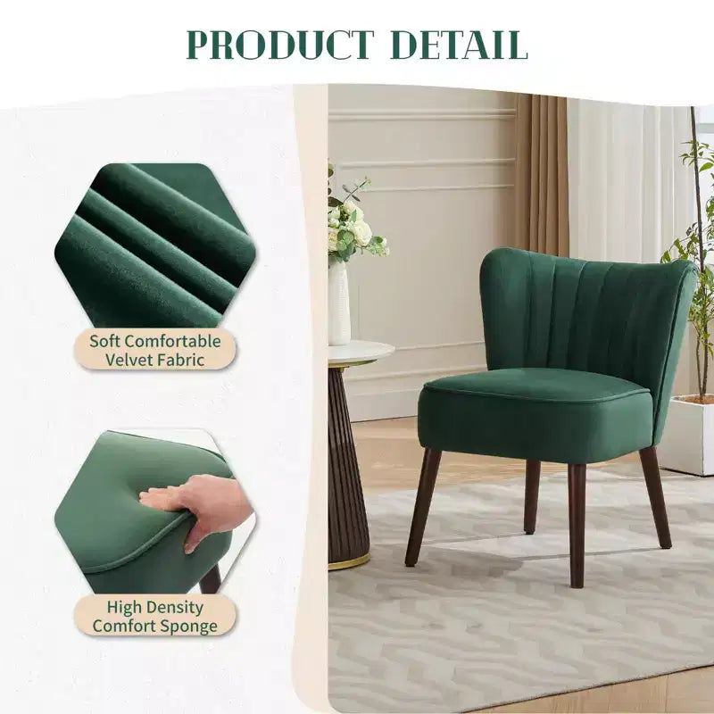 Ensemble de 2 chaises d'appoint modernes du milieu du siècle, chaise rembourrée en velours avec coussin épais, décoration de maison pour salon et chambre