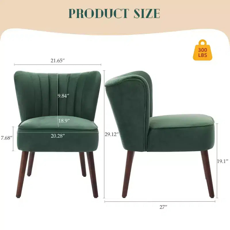Ensemble de 2 chaises d'appoint modernes du milieu du siècle, chaise rembourrée en velours avec coussin épais, décoration de maison pour salon et chambre