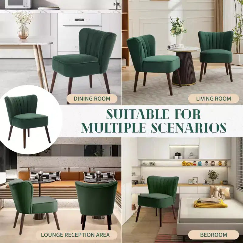 Ensemble de 2 chaises d'appoint modernes du milieu du siècle, chaise rembourrée en velours avec coussin épais, décoration de maison pour salon et chambre