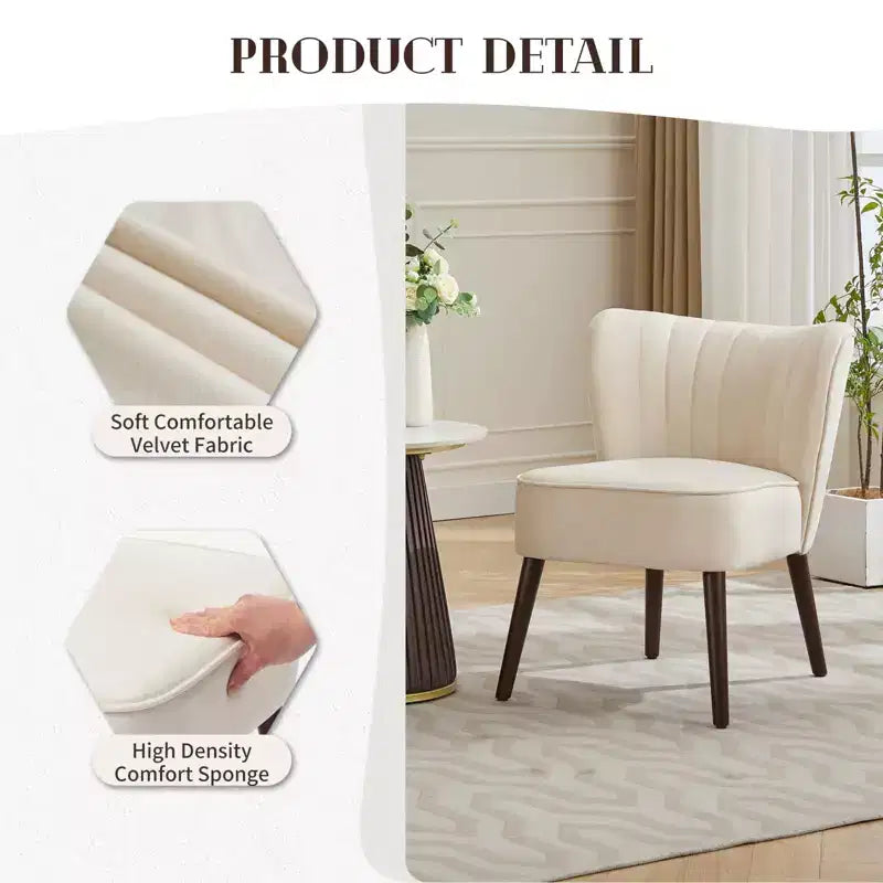 Ensemble de 2 chaises d'appoint modernes du milieu du siècle, chaise rembourrée en velours avec coussin épais, décoration de maison pour salon et chambre