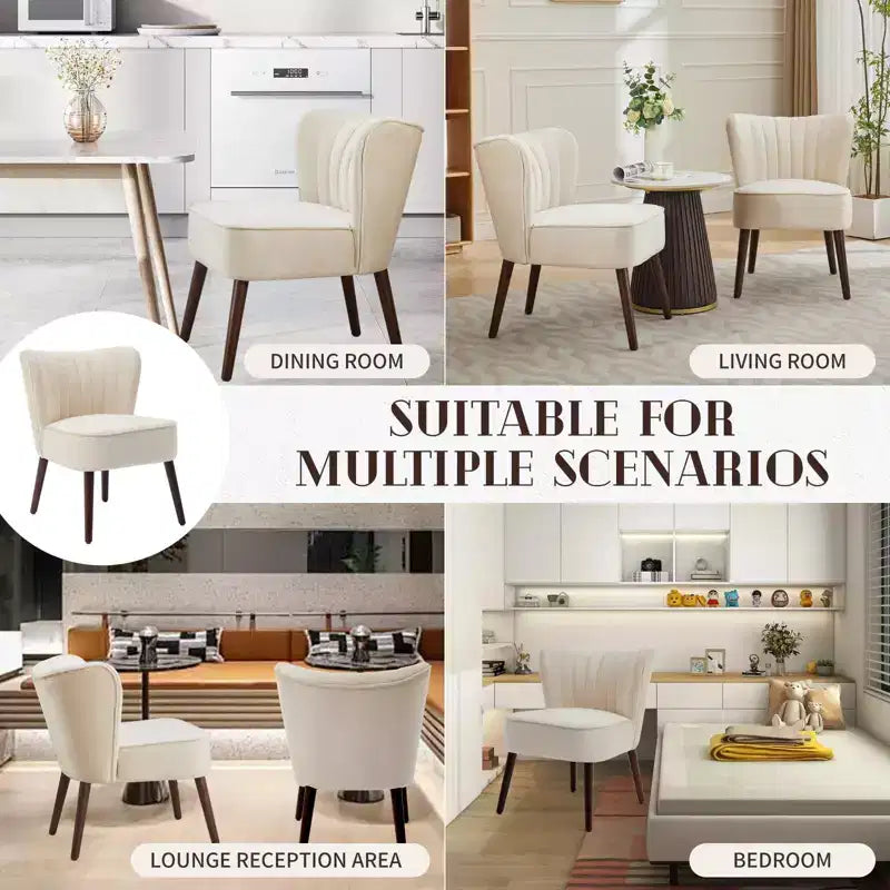 Ensemble de 2 chaises d'appoint modernes du milieu du siècle, chaise rembourrée en velours avec coussin épais, décoration de maison pour salon et chambre