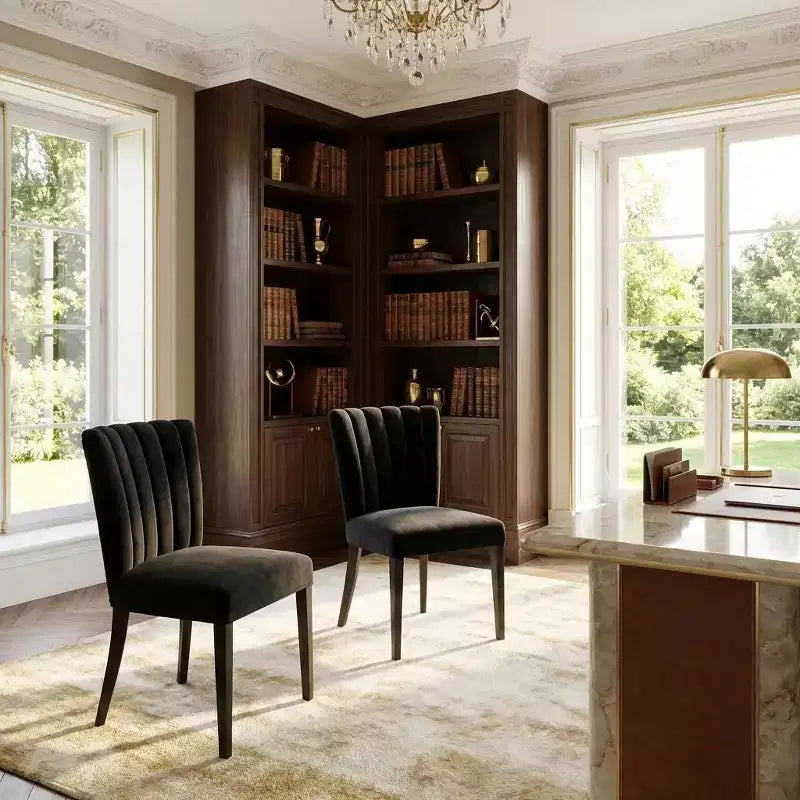 Ensemble de 2 chaises d'appoint modernes du milieu du siècle, chaise rembourrée en velours avec coussin épais, décoration de maison pour salon et chambre