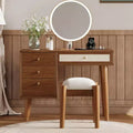 39-Inch Modern Makeup Vanity Desk with Mirror and Lights, 3 Drawers, Built-In Power Hub and Matching Stool for Bedroom