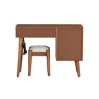 Coiffeuse moderne de 39 pouces avec miroir et lumières, 3 tiroirs, bloc d'alimentation intégré et tabouret assorti pour chambre à coucher