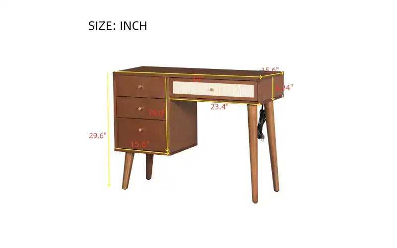Coiffeuse moderne de 39 pouces avec miroir et lumières, 3 tiroirs, bloc d'alimentation intégré et tabouret assorti pour chambre à coucher