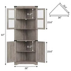 Meuble d'angle haut de 175 cm avec portes, meuble de rangement d'angle à 6 niveaux, étagère au sol peu encombrante pour salle de bain, salon, cuisine et couloir