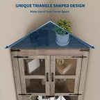 Meuble d'angle haut de 175 cm avec portes, meuble de rangement d'angle à 6 niveaux, étagère au sol peu encombrante pour salle de bain, salon, cuisine et couloir