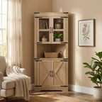 Meuble d'angle haut de 175 cm avec portes, meuble de rangement d'angle à 6 niveaux, étagère au sol peu encombrante pour salle de bain, salon, cuisine et couloir