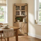 Meuble d'angle haut de 175 cm avec portes, meuble de rangement d'angle à 6 niveaux, étagère au sol peu encombrante pour salle de bain, salon, cuisine et couloir