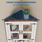 Meuble d'angle haut de 175 cm avec portes, meuble de rangement d'angle à 6 niveaux, étagère au sol peu encombrante pour salle de bain, salon, cuisine et couloir