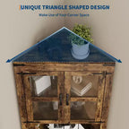 Meuble d'angle haut de 175 cm avec portes, meuble de rangement d'angle à 6 niveaux, étagère au sol peu encombrante pour salle de bain, salon, cuisine et couloir