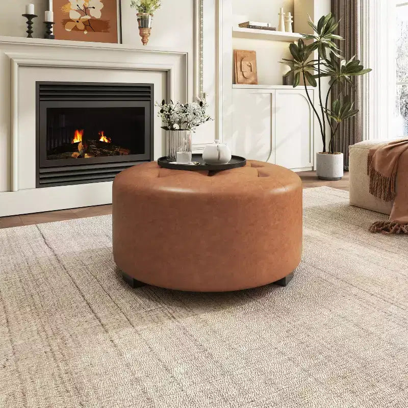 Christopher Knight Home Furina Ottoman rond capitonné moderne rembourré