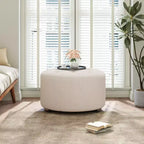 Christopher Knight Home Furina Modern Upholstered Button Tufted Round Ottoman