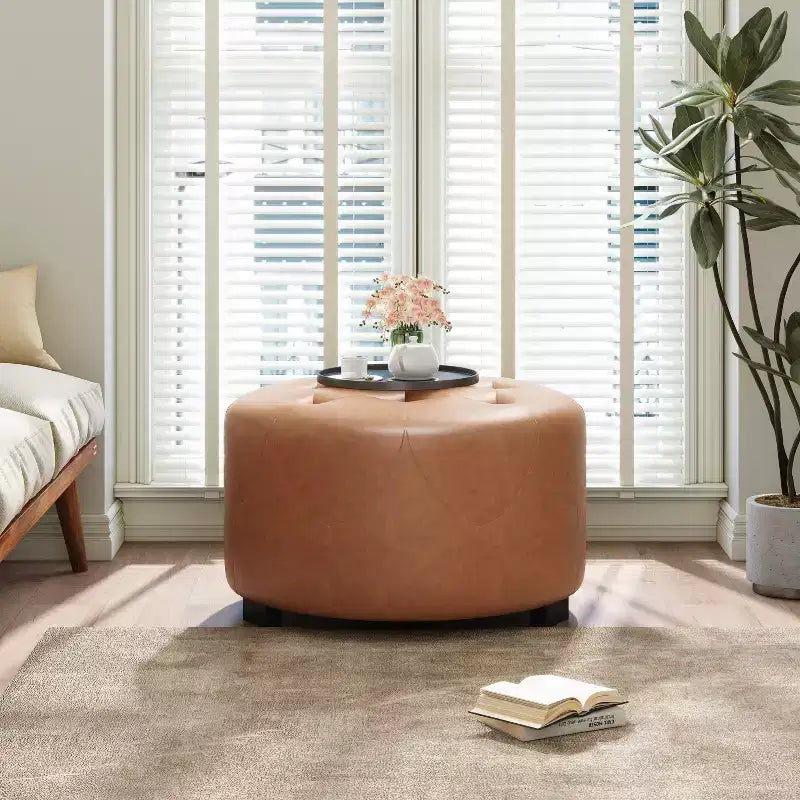 Christopher Knight Home Furina Ottoman rond capitonné moderne rembourré