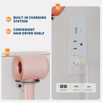 Coiffeuse de 89,9 cm avec miroir LED intelligent à 3 niveaux, station de charge, tiroir de rangement, armoire et tabouret en PU pour chambre à coucher ou salon