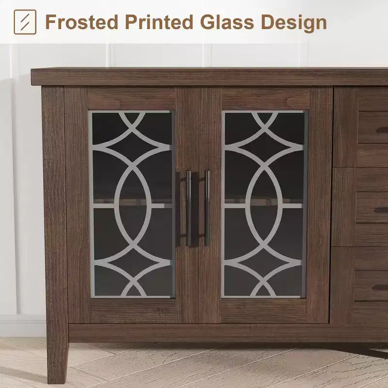 Meuble TV moderne pour téléviseurs jusqu'à 70 pouces, meuble de divertissement de 160 cm de long avec porte vitrée et 3 tiroirs, console TV en bois pour salon ou chambre à coucher