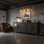 Meuble TV moderne pour téléviseurs jusqu'à 70 pouces, meuble de divertissement de 160 cm de long avec porte vitrée et 3 tiroirs, console TV en bois pour salon ou chambre à coucher