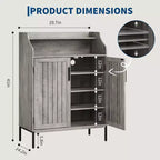 Meuble de rangement pour chaussures en bois à 5 niveaux avec portes, hauteur 104 cm – Organisateur moderne pour entrée et placard avec 3 étagères réglables pour couloir
