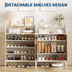 Meuble de rangement pour chaussures en bois à 5 niveaux avec portes, hauteur 104 cm – Organisateur moderne pour entrée et placard avec 3 étagères réglables pour couloir