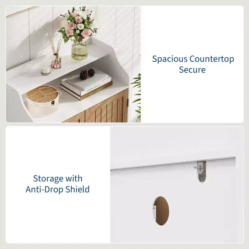 Meuble de rangement pour chaussures en bois à 5 niveaux avec portes, hauteur 104 cm – Organisateur moderne pour entrée et placard avec 3 étagères réglables pour couloir