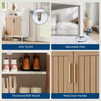 Meuble de rangement pour chaussures en bois à 5 niveaux avec portes, hauteur 104 cm – Organisateur moderne pour entrée et placard avec 3 étagères réglables pour couloir
