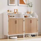 Meuble de rangement pour chaussures en bois à 5 niveaux avec portes, hauteur 104 cm – Organisateur moderne pour entrée et placard avec 3 étagères réglables pour couloir