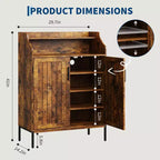 Meuble de rangement pour chaussures en bois à 5 niveaux avec portes, hauteur 104 cm – Organisateur moderne pour entrée et placard avec 3 étagères réglables pour couloir