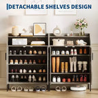 Meuble de rangement pour chaussures en bois à 5 niveaux avec portes, hauteur 104 cm – Organisateur moderne pour entrée et placard avec 3 étagères réglables pour couloir