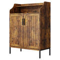 41 Tall 5-Tier Wood Shoe Storage Cabinet with Doors - Modern Entryway and Closet Organizer with 3 Adjustable Shelves for Hallway
