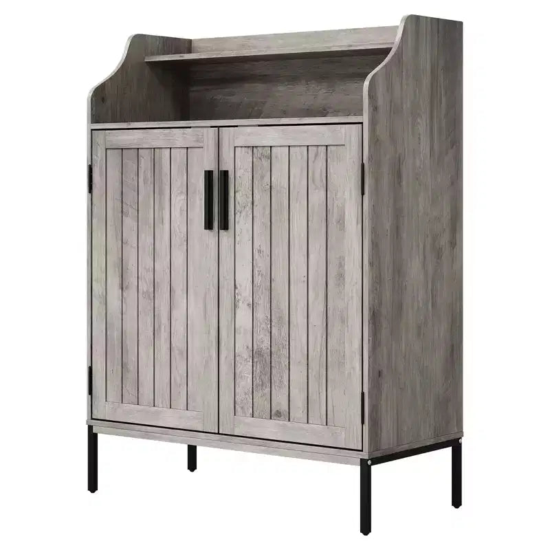 Meuble de rangement pour chaussures en bois à 5 niveaux avec portes, hauteur 104 cm – Organisateur moderne pour entrée et placard avec 3 étagères réglables pour couloir