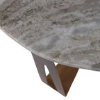 Table d'appoint ronde avec plateau en marbre et base en métal pour la décoration du salon ou de la chambre - Petite table d'appoint pour les petits espaces - 22, Ivoire et Gris