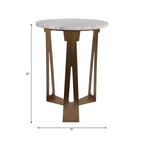 Table d'appoint ronde avec plateau en marbre et base en métal pour la décoration du salon ou de la chambre - Petite table d'appoint pour les petits espaces - 22, Ivoire et Gris