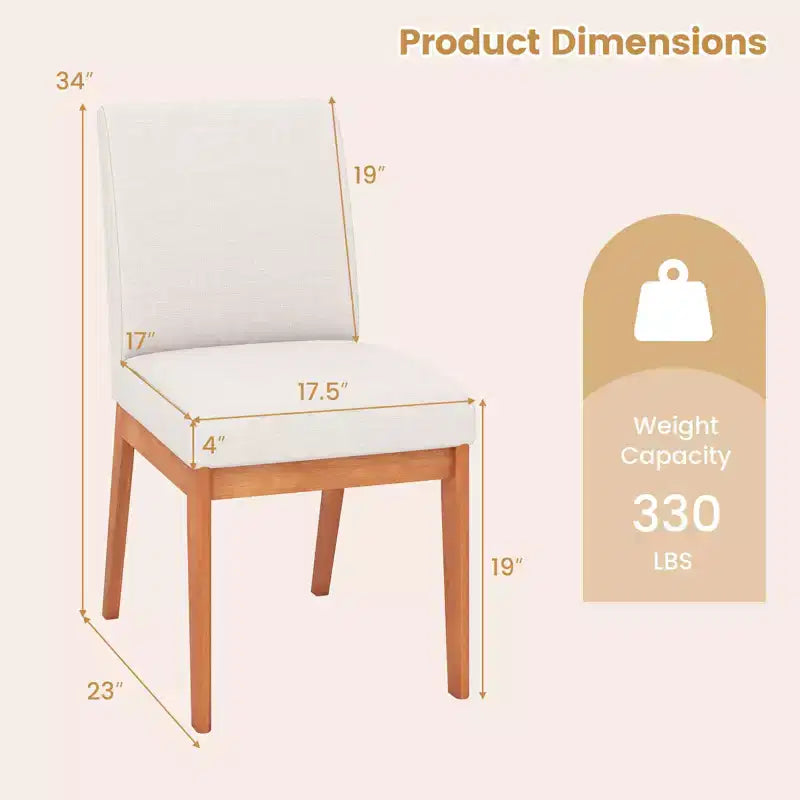 Costway Lot de 2/4 chaises de cuisine modernes avec pieds en bois d'hévéa et assise rembourrée