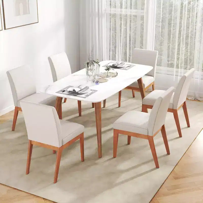 Costway Lot de 2/4 chaises de cuisine modernes avec pieds en bois d'hévéa et assise rembourrée