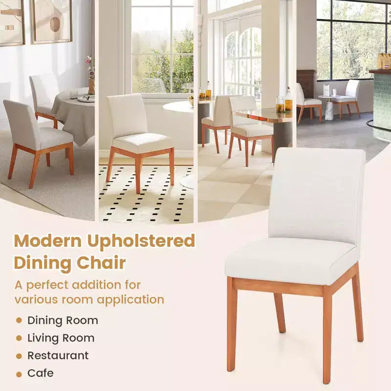 Costway Lot de 2/4 chaises de cuisine modernes avec pieds en bois d'hévéa et assise rembourrée