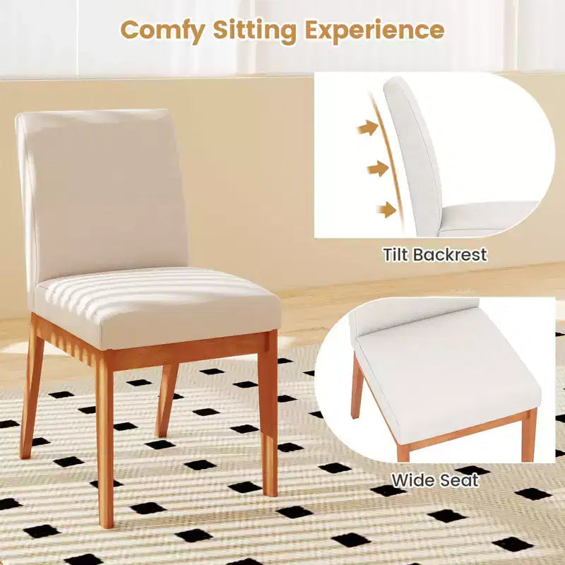 Costway Lot de 2/4 chaises de cuisine modernes avec pieds en bois d'hévéa et assise rembourrée