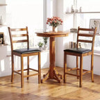 Costway Lot de 2/4 tabourets de bar en bois d'hévéa avec dossier échelle et assise rembourrée Noyer et noir