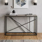 HomeRoots Console avec plateau en similicuir et cadre en fausse pierre, 52", taupe et gris
