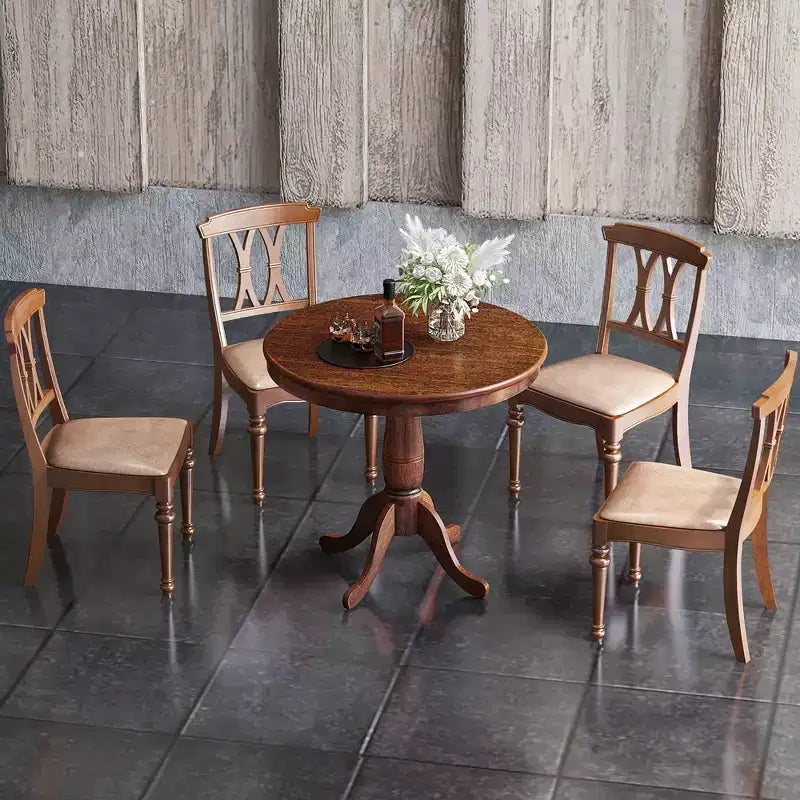 Costway Table de salle à manger ronde sur pied 32" Noyer pour cuisine et salle à manger
