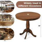 Costway Table de salle à manger ronde sur pied 32" Noyer pour cuisine et salle à manger