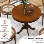 Costway Table de salle à manger ronde sur pied 32" Noyer pour cuisine et salle à manger
