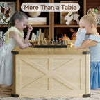 TYBOATLE 32 Table basse de ferme avec rangement, coffre à jouets et malle à couvertures en bois avec plateau relevable, table basse carrée rustique pour salon, marron