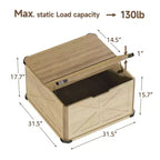 TYBOATLE 32 Table basse de ferme avec rangement, coffre à jouets et malle à couvertures en bois avec plateau relevable, table basse carrée rustique pour salon, marron