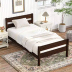 MAYEERTY Full Bed Frame Noise-Free Design No Box Spring Needed Solid Pine Wood