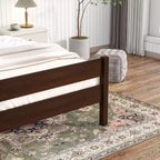 MAYEERTY Cadre de lit double sans bruit, sans sommier tapissier, en bois de pin massif