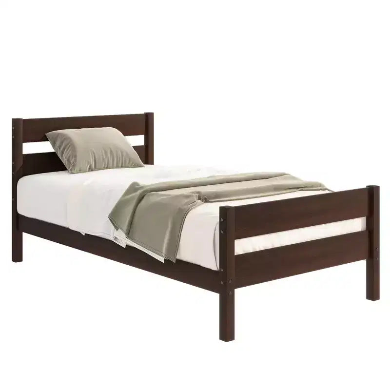 MAYEERTY Cadre de lit double sans bruit, sans sommier tapissier, en bois de pin massif
